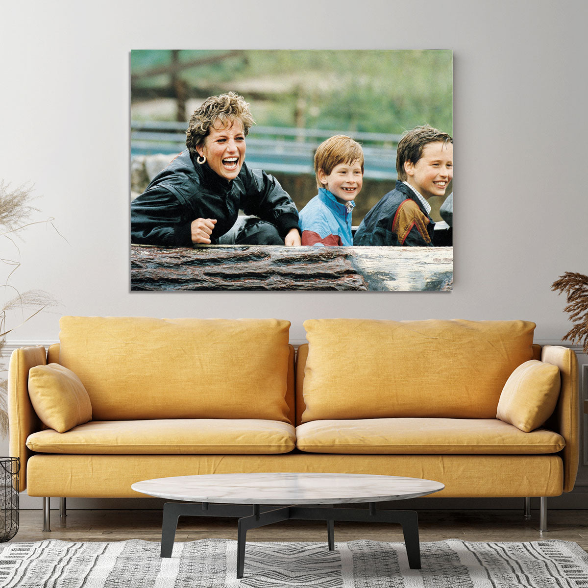 Princess Diana with Prince William and Prince Harry on ride Canvas Print or Poster - Canvas Art Rocks - 4