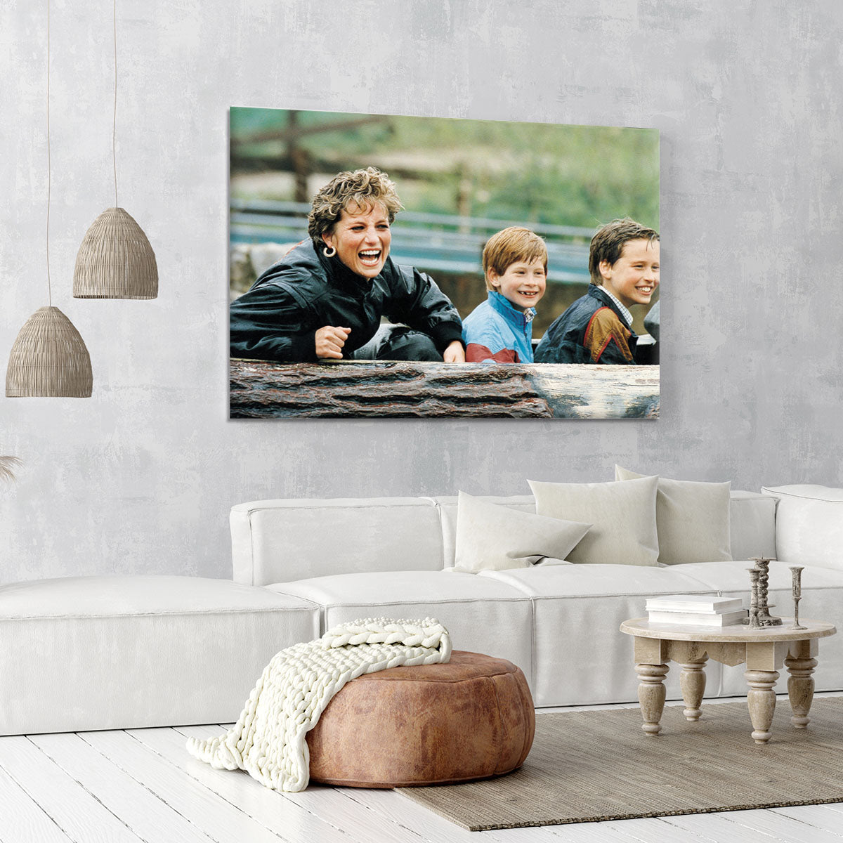 Princess Diana with Prince William and Prince Harry on ride Canvas Print or Poster - Canvas Art Rocks - 6