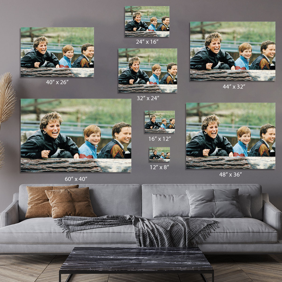 Princess Diana with Prince William and Prince Harry on ride Canvas Print or Poster - Canvas Art Rocks - 7