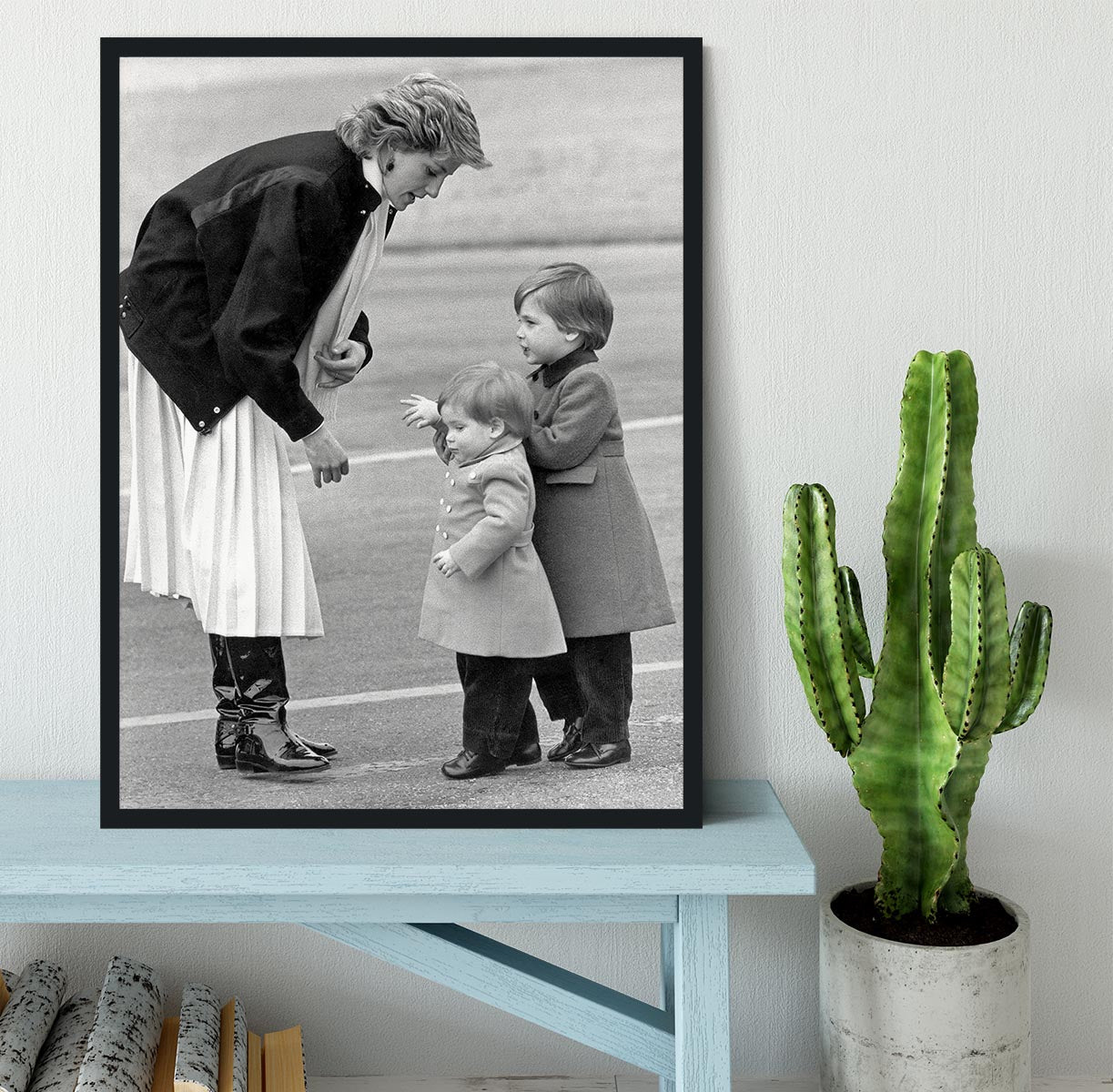 Princess Diana with little Prince Harry and Prince William Framed Print - Canvas Art Rocks - 2