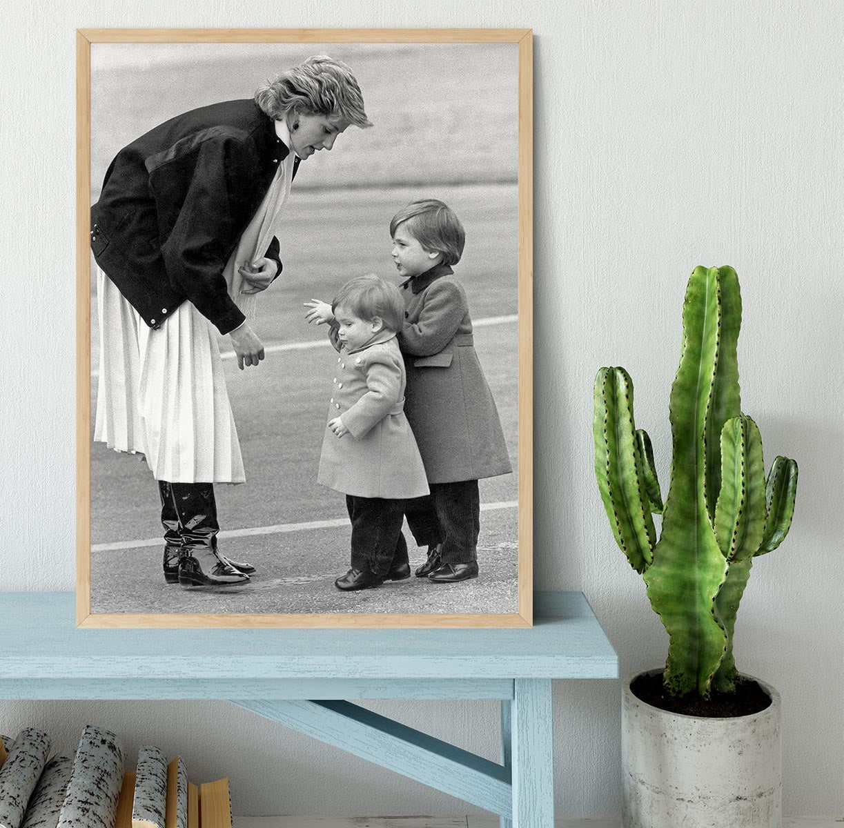 Princess Diana with little Prince Harry and Prince William Framed Print - Canvas Art Rocks - 4