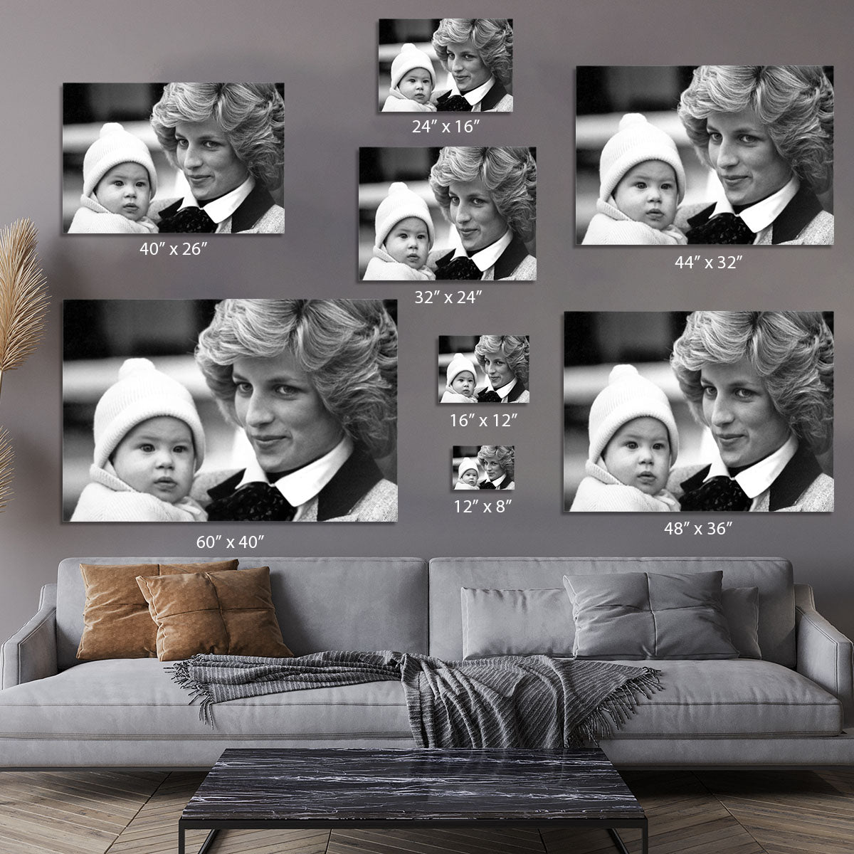 Princess Diana with six month old Prince Harry Canvas Print or Poster - Canvas Art Rocks - 7