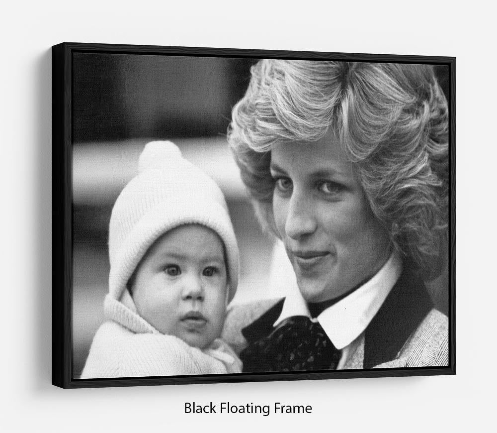 Princess Diana with six month old Prince Harry Floating Frame Canvas