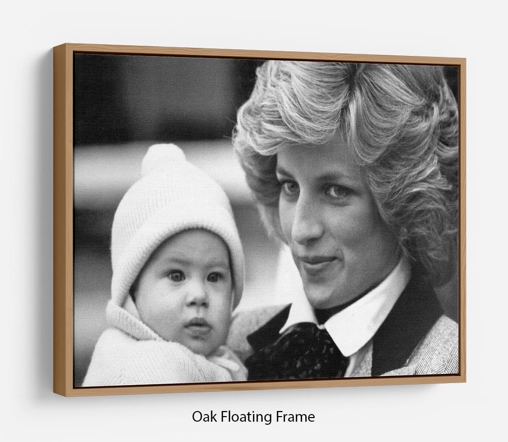 Princess Diana with six month old Prince Harry Floating Frame Canvas