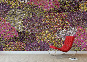 Print fabric striped feathers Wall Mural Wallpaper - Canvas Art Rocks - 2