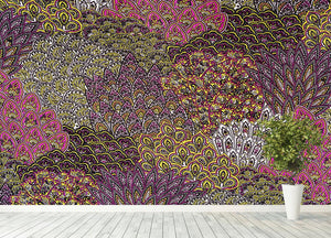 Print fabric striped feathers Wall Mural Wallpaper - Canvas Art Rocks - 4