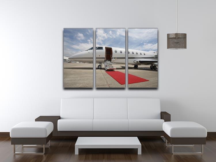 Private airplane with red carpet 3 Split Panel Canvas Print - Canvas Art Rocks - 3