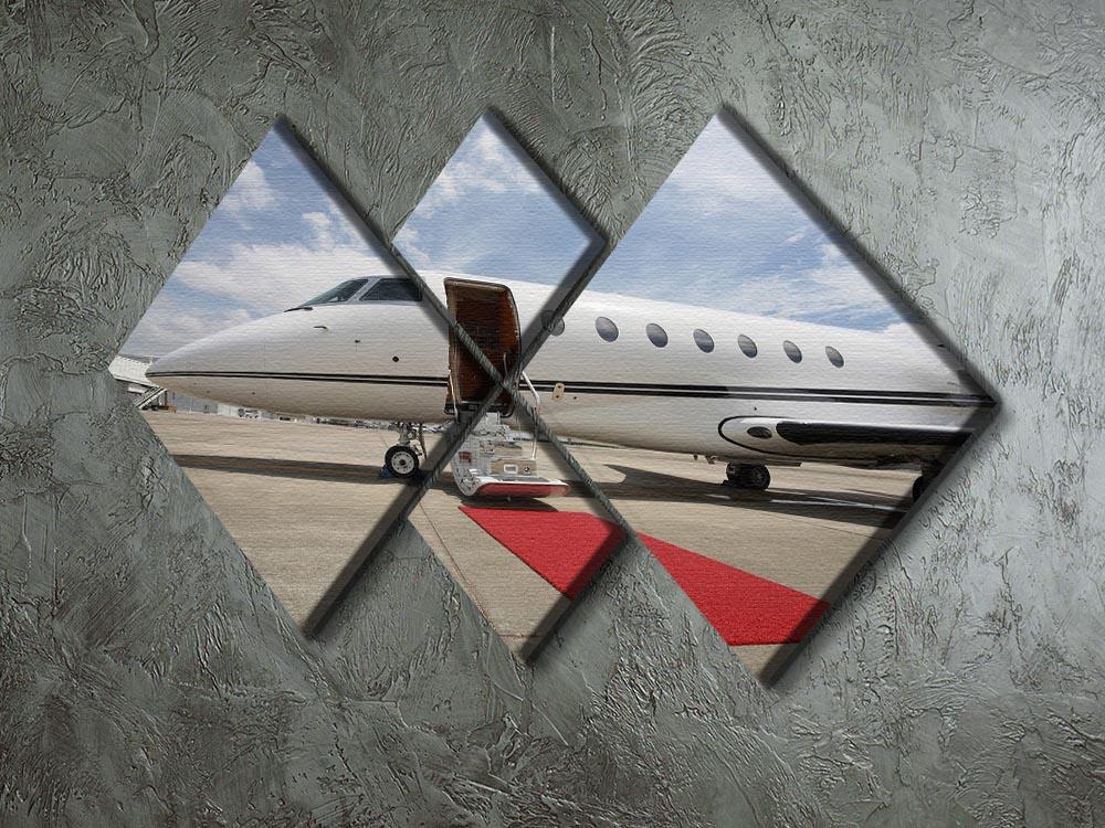 Private airplane with red carpet 4 Square Multi Panel Canvas  - Canvas Art Rocks - 2
