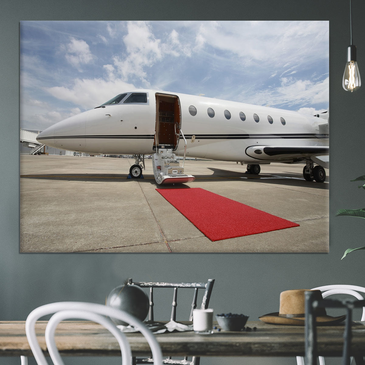 Private airplane with red carpet Canvas Print or Poster - Canvas Art Rocks - 3
