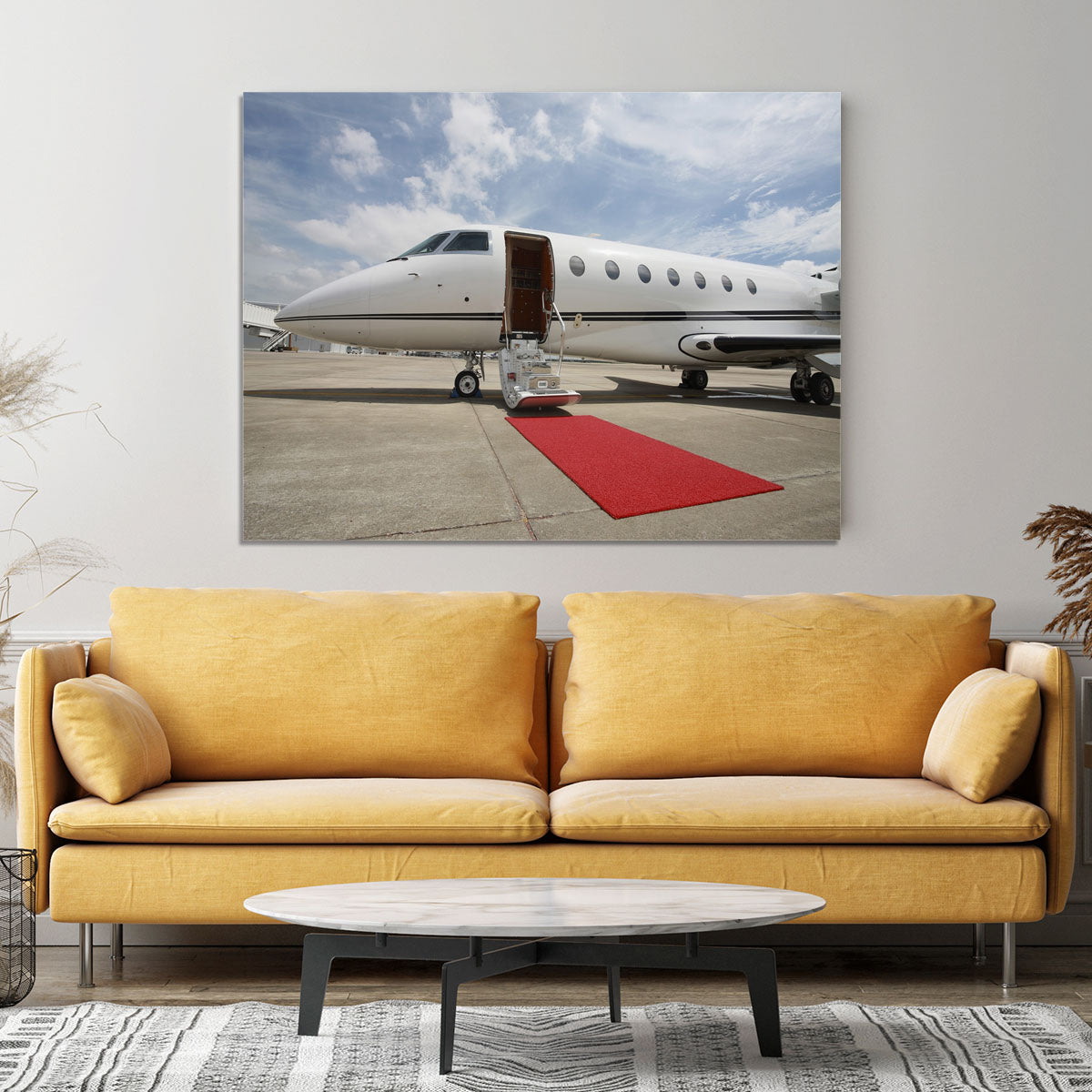 Private airplane with red carpet Canvas Print or Poster - Canvas Art Rocks - 4