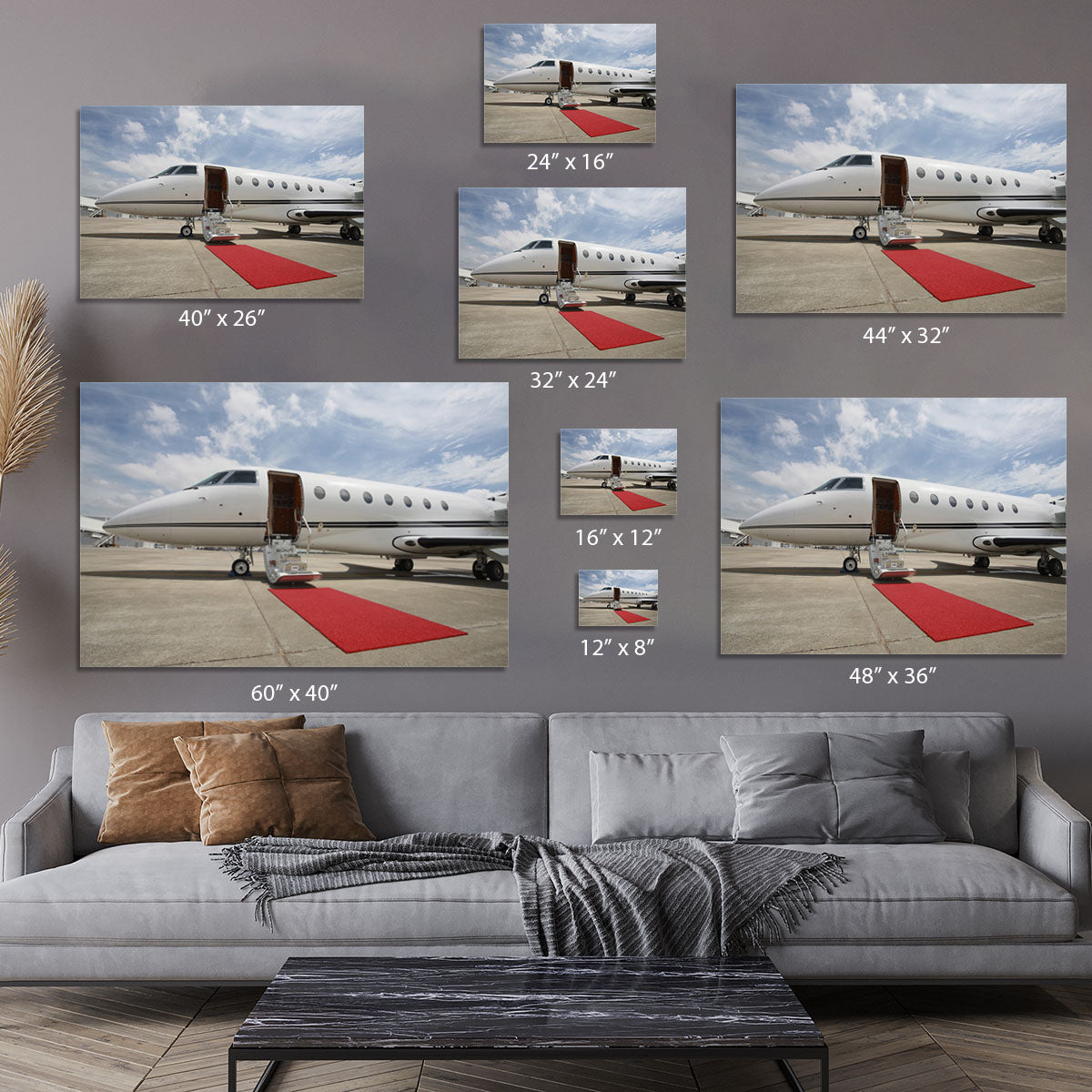 Private airplane with red carpet Canvas Print or Poster - Canvas Art Rocks - 7