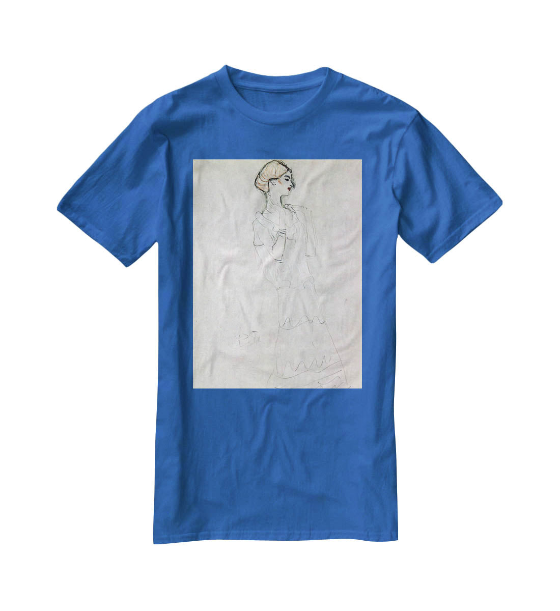 Profile standing female figure with raised arms by Klimt T-Shirt - Canvas Art Rocks - 2