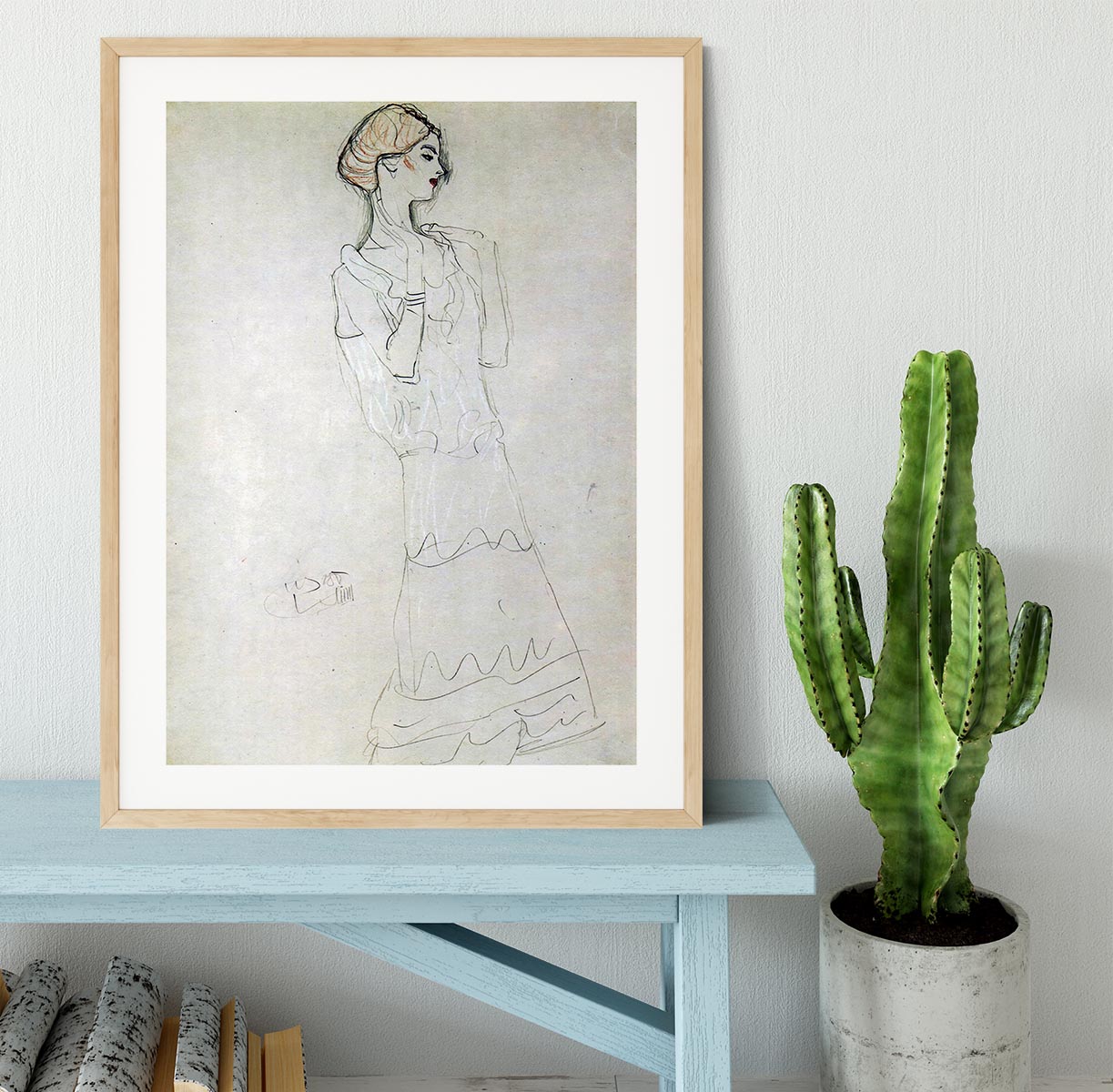 Profile standing female figure with raised arms by Klimt Framed Print - Canvas Art Rocks - 3