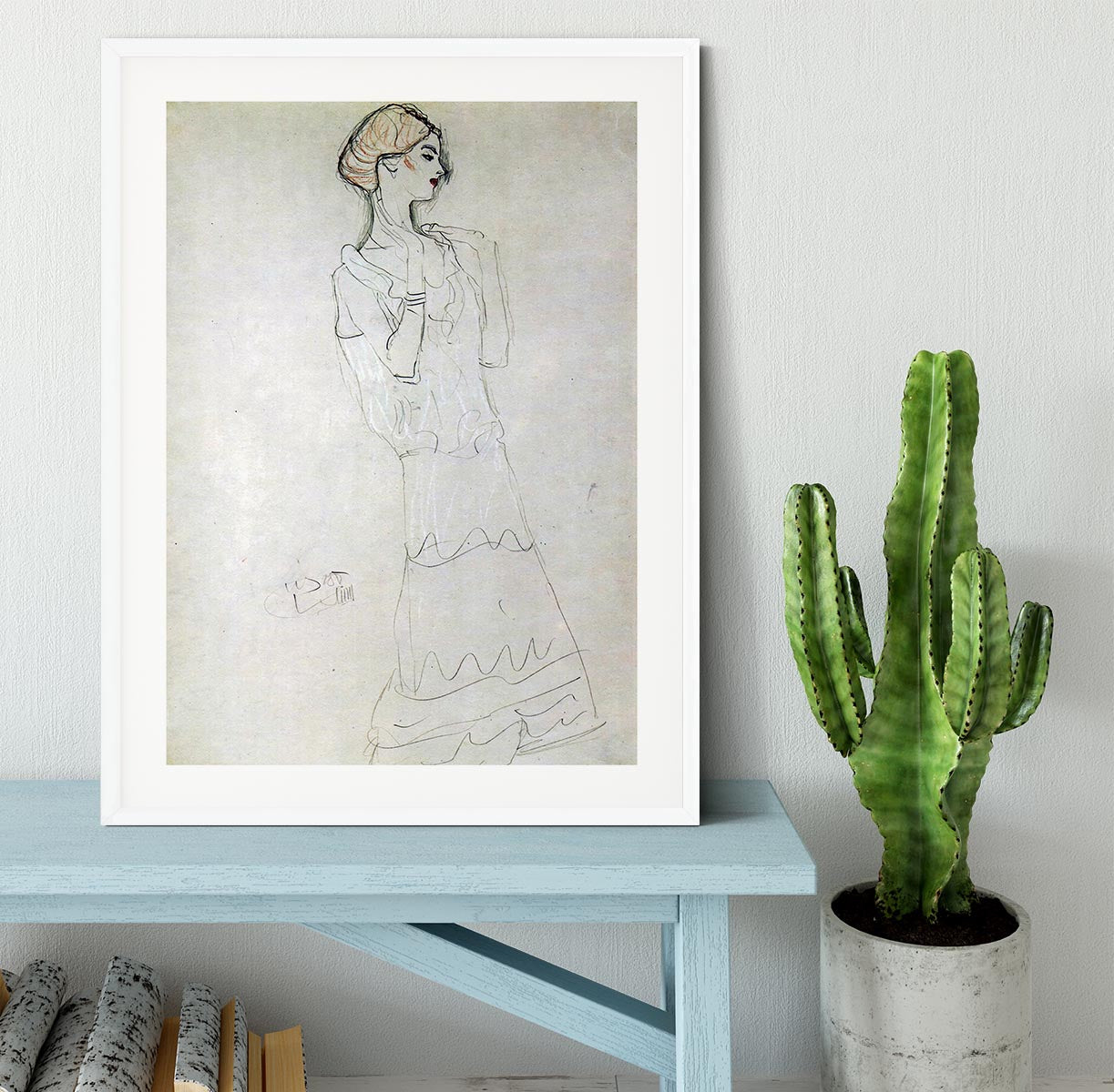 Profile standing female figure with raised arms by Klimt Framed Print - Canvas Art Rocks - 5