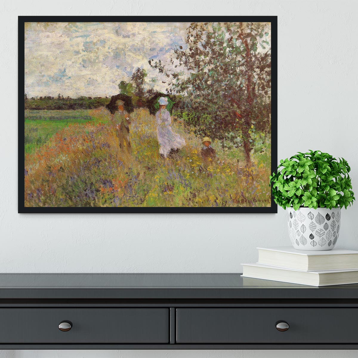 Promenade a Argenteuil 1875 by Monet Framed Print - Canvas Art Rocks - 2
