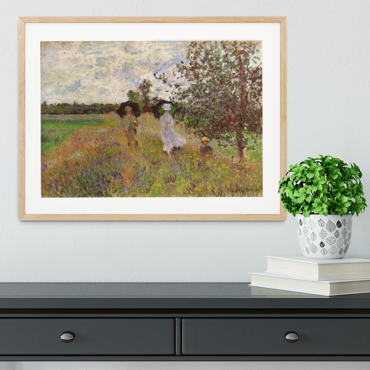 Promenade a Argenteuil 1875 by Monet Framed Print - Canvas Art Rocks - 3