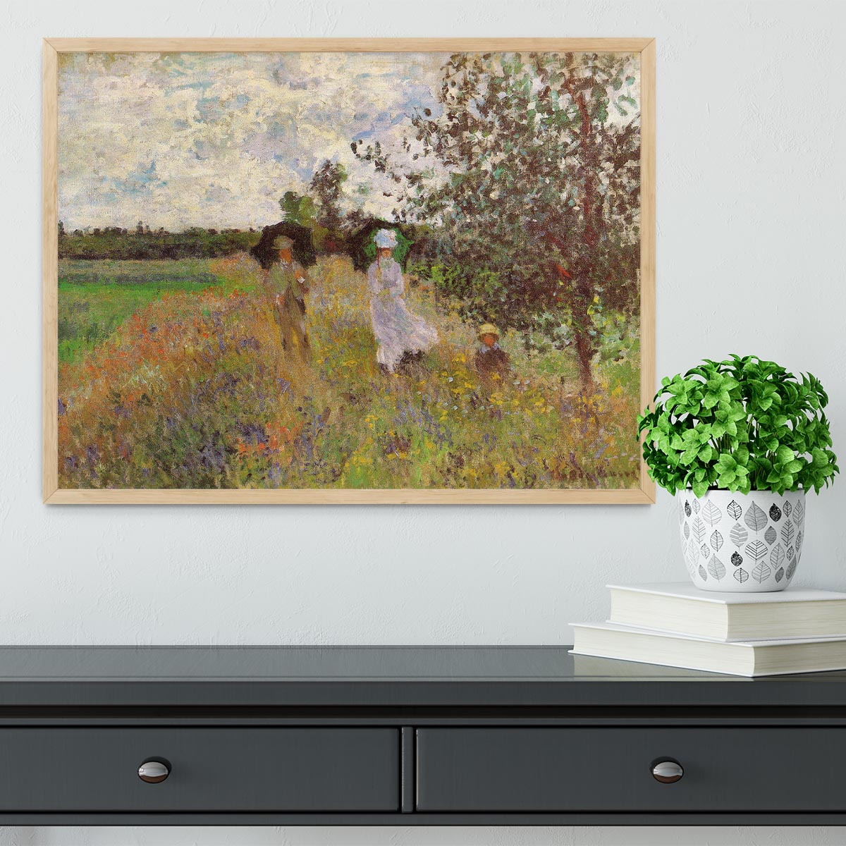 Promenade a Argenteuil 1875 by Monet Framed Print - Canvas Art Rocks - 4