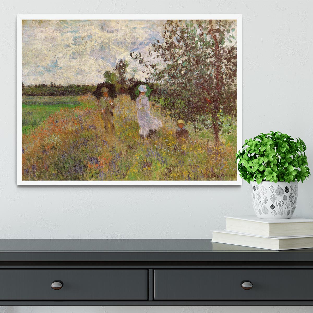 Promenade a Argenteuil 1875 by Monet Framed Print - Canvas Art Rocks -6