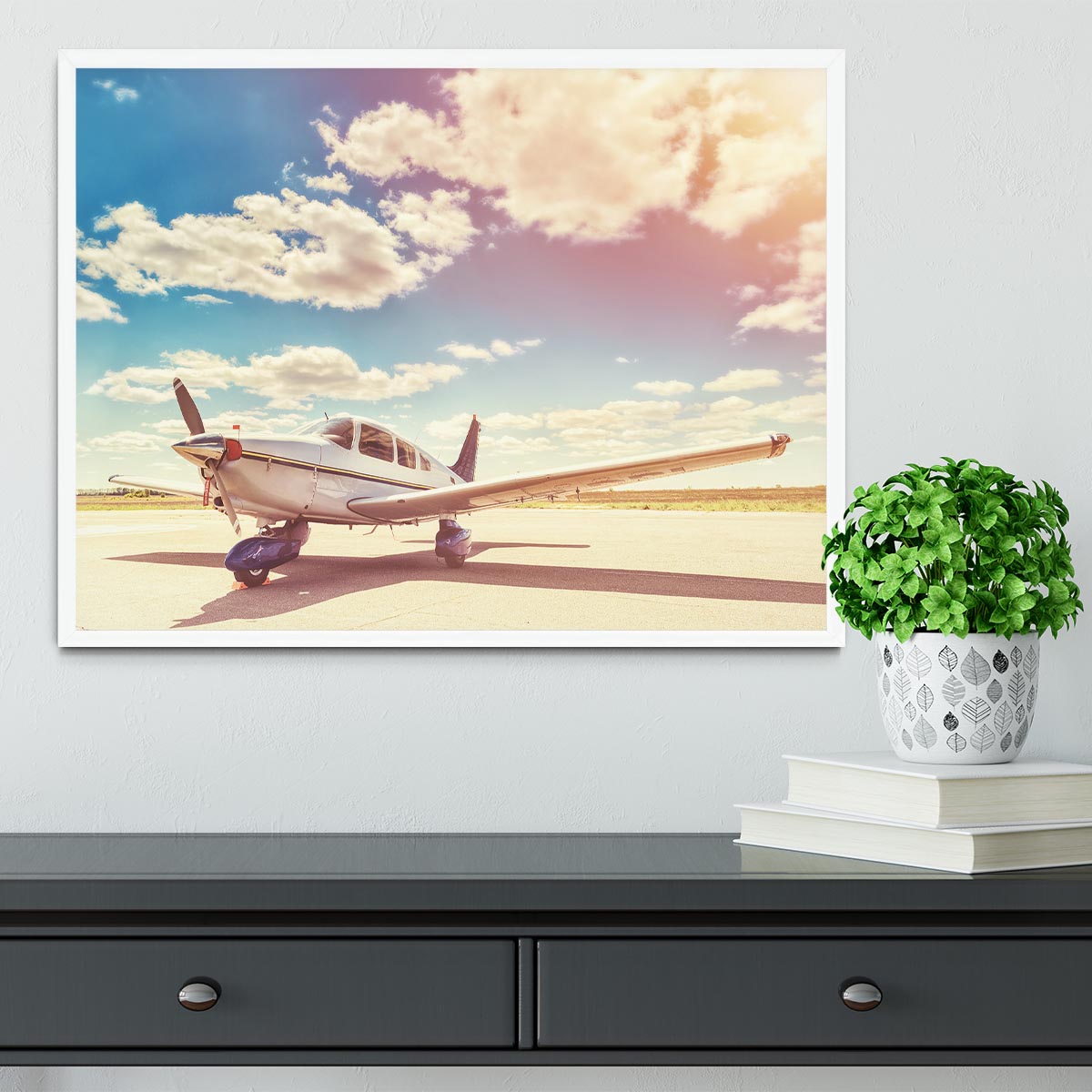 Propeller plane parked Framed Print - Canvas Art Rocks -6