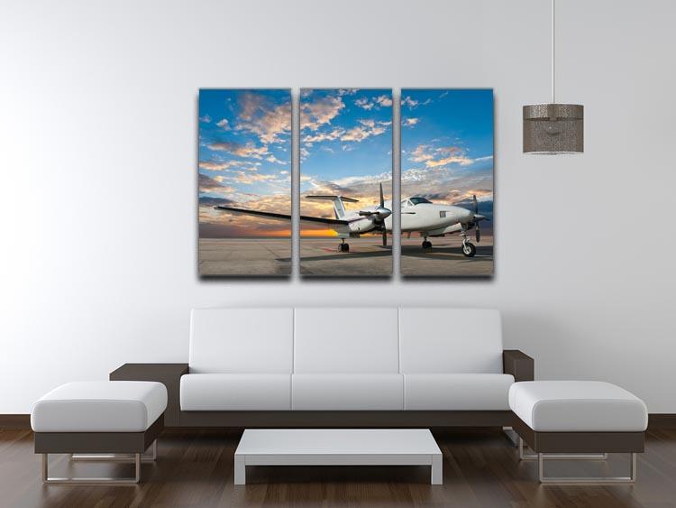 Propeller plane parking at the airport 3 Split Panel Canvas Print - Canvas Art Rocks - 3
