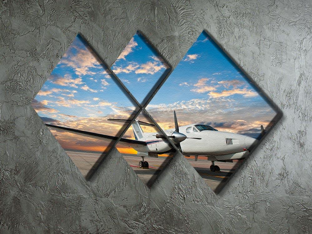 Propeller plane parking at the airport 4 Square Multi Panel Canvas  - Canvas Art Rocks - 2