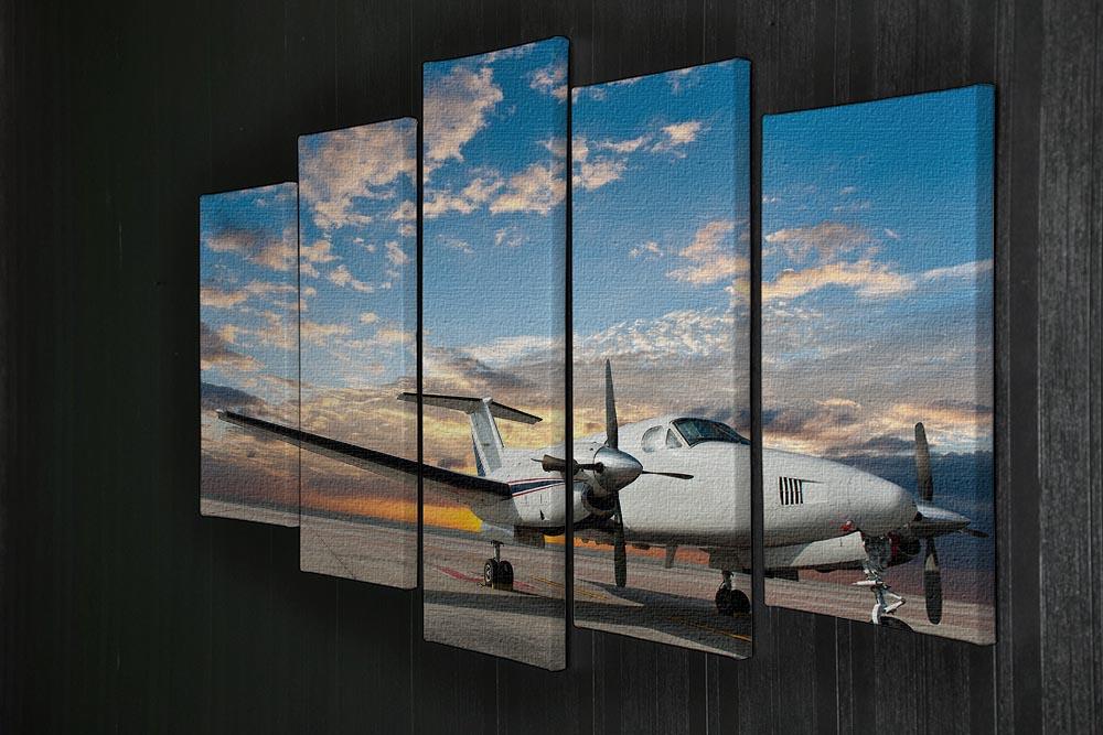 Propeller plane parking at the airport 5 Split Panel Canvas  - Canvas Art Rocks - 2