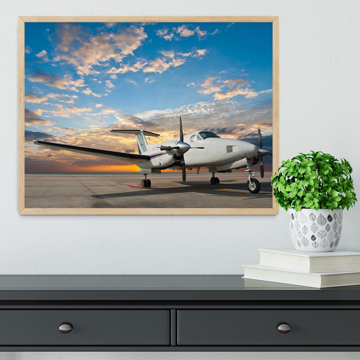 Propeller plane parking at the airport Framed Print - Canvas Art Rocks - 4