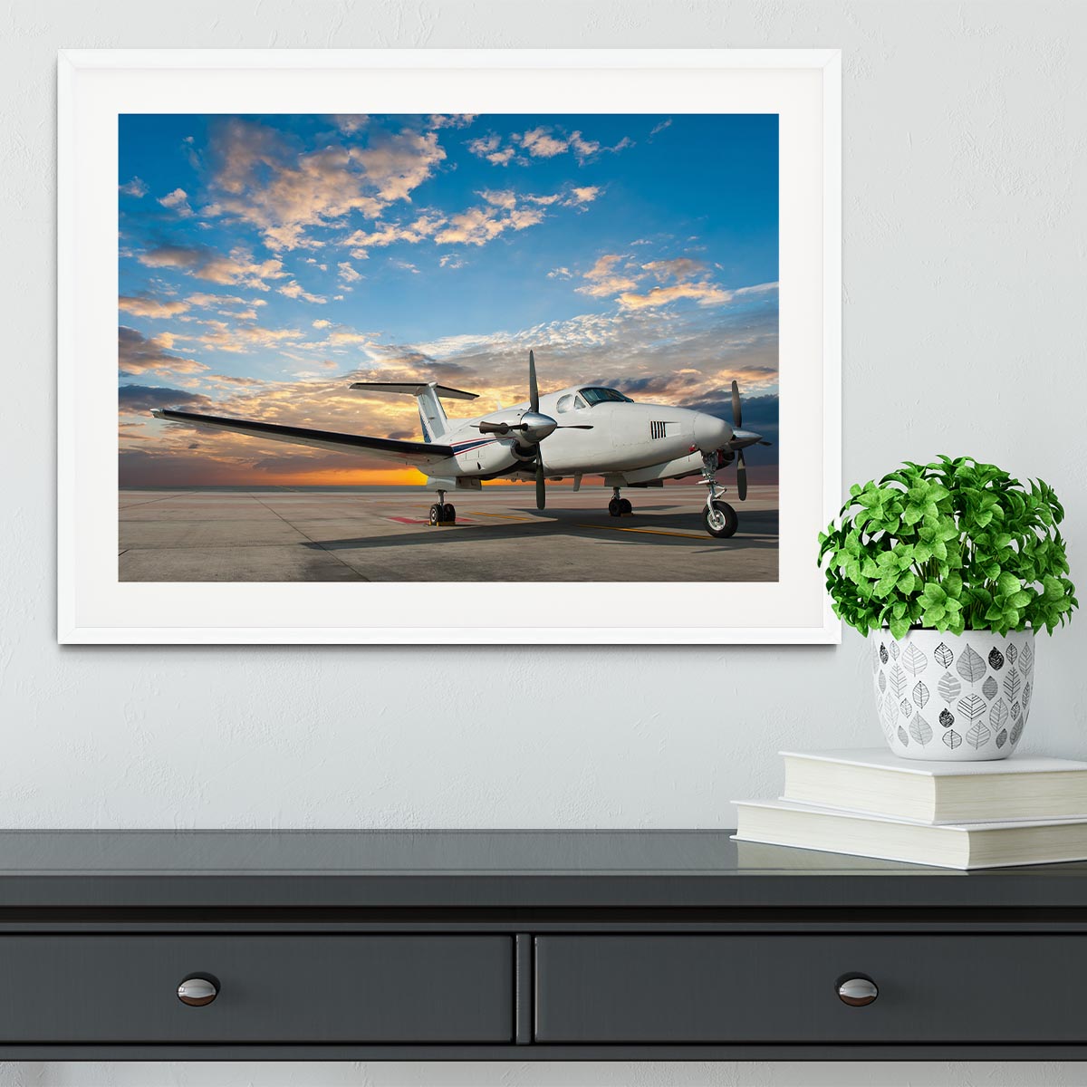 Propeller plane parking at the airport Framed Print - Canvas Art Rocks - 5