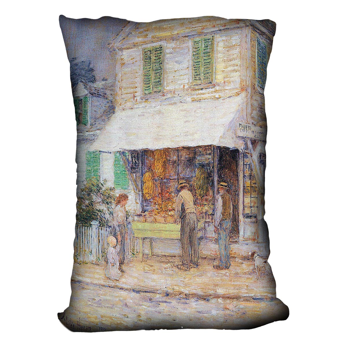 Provincial town by Hassam Cushion - Canvas Art Rocks - 4