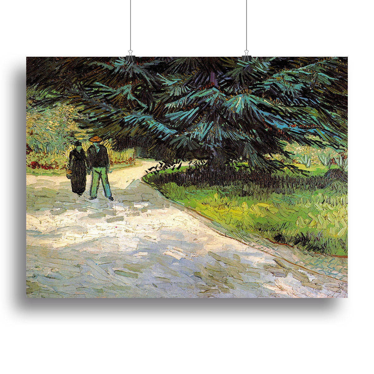 Public Garden with Couple and Blue Fir Tree The Poet s Garden III by Van Gogh Canvas Print or Poster - Canvas Art Rocks - 2