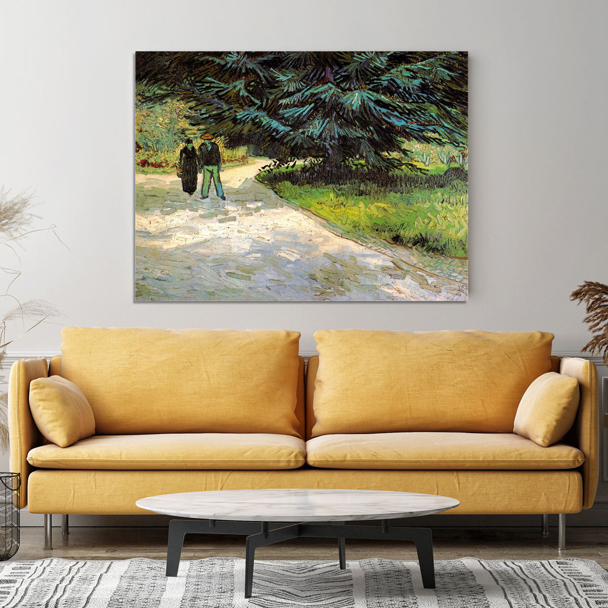 Public Garden with Couple and Blue Fir Tree The Poet s Garden III by Van Gogh Canvas Print or Poster - Canvas Art Rocks - 4