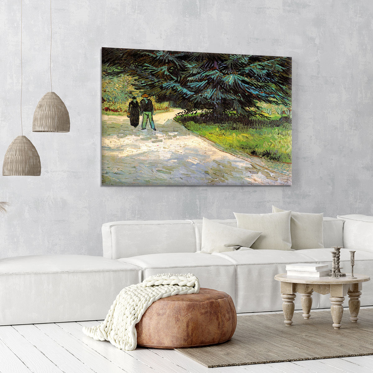 Public Garden with Couple and Blue Fir Tree The Poet s Garden III by Van Gogh Canvas Print or Poster - Canvas Art Rocks - 6