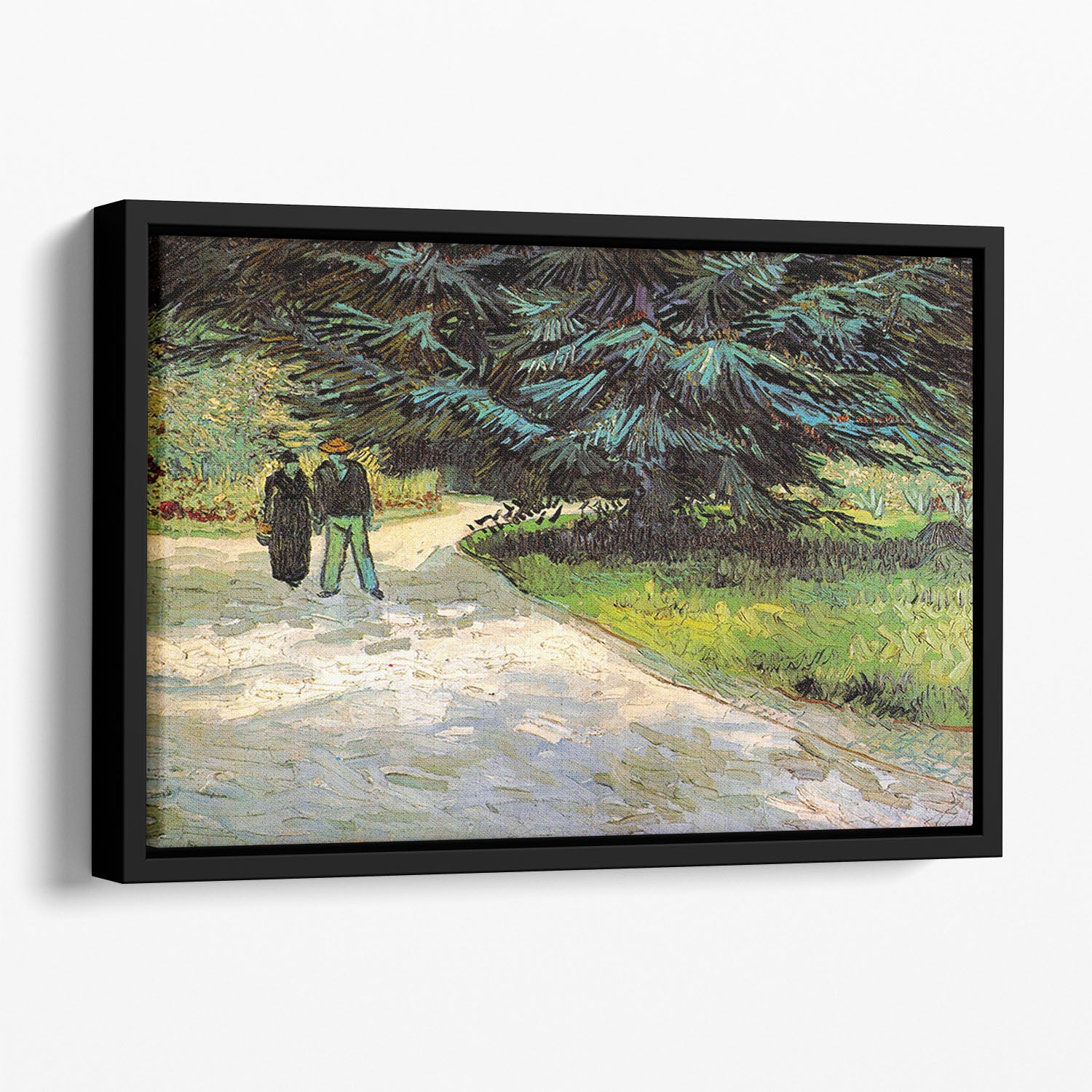 Public Garden with Couple and Blue Fir Tree The Poet s Garden III by Van Gogh Floating Framed Canvas