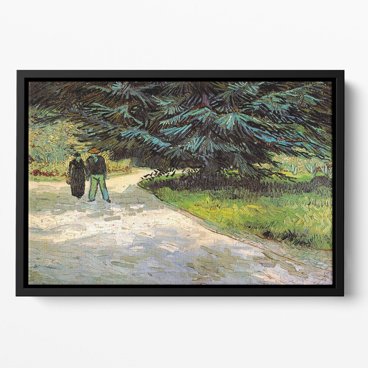 Public Garden with Couple and Blue Fir Tree The Poet s Garden III by Van Gogh Floating Framed Canvas