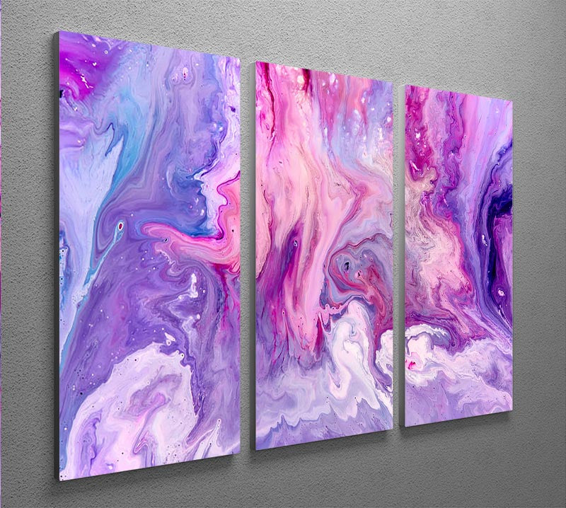 Purple Abstract Marble 3 Split Panel Canvas Print - Canvas Art Rocks - 2