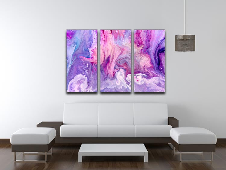 Purple Abstract Marble 3 Split Panel Canvas Print - Canvas Art Rocks - 3