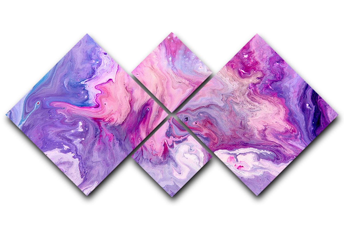 Purple Abstract Marble 4 Square Multi Panel Canvas - Canvas Art Rocks - 1