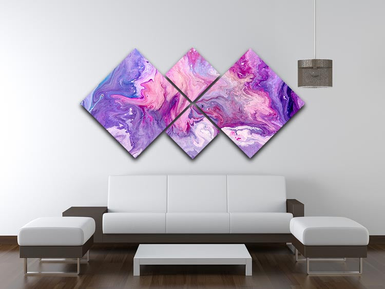 Purple Abstract Marble 4 Square Multi Panel Canvas - Canvas Art Rocks - 3