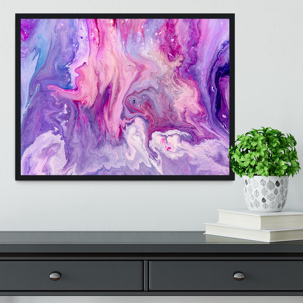 Purple Abstract Marble Framed Print - Canvas Art Rocks - 2