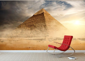 Pyramid in sand dust under clouds Wall Mural Wallpaper - Canvas Art Rocks - 2