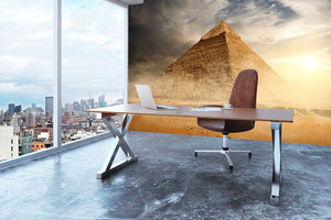 Pyramid in sand dust under clouds Wall Mural Wallpaper - Canvas Art Rocks - 3