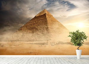 Pyramid in sand dust under clouds Wall Mural Wallpaper - Canvas Art Rocks - 4