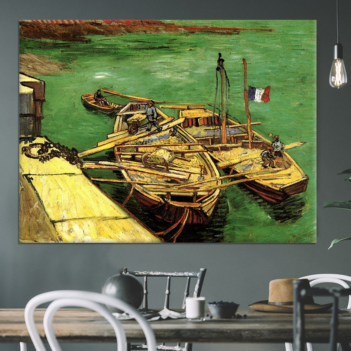 Quay with Men Unloading Sand Barges by Van Gogh Canvas Print or Poster - Canvas Art Rocks - 3