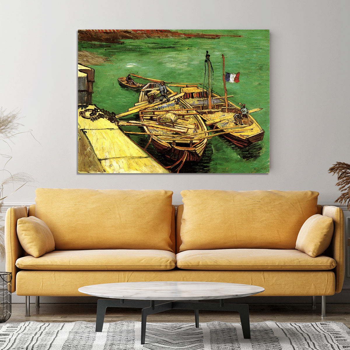 Quay with Men Unloading Sand Barges by Van Gogh Canvas Print or Poster - Canvas Art Rocks - 4