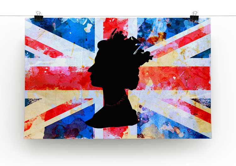 Union Jack Queen in Silhouette Print - Canvas Art Rocks - 2