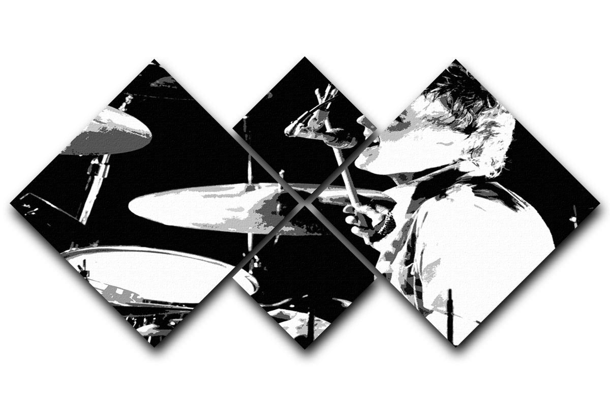 Queen Drummer Roger Taylor Pop Art 4 Square Multi Panel Canvas  - Canvas Art Rocks - 1