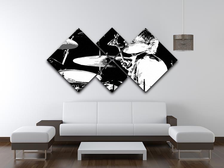 Queen Drummer Roger Taylor Pop Art 4 Square Multi Panel Canvas - Canvas Art Rocks - 3