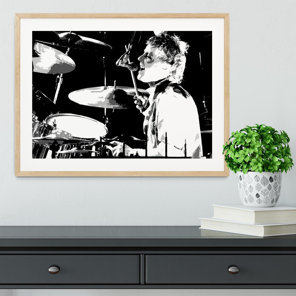 Queen Drummer Roger Taylor Pop Art Framed Print - Canvas Art Rocks - 3