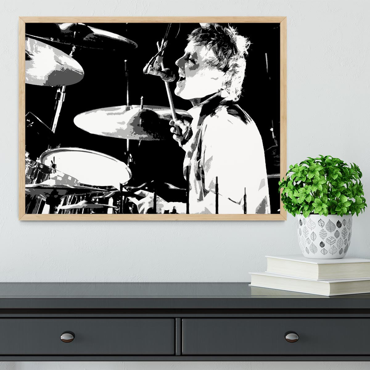 Queen Drummer Roger Taylor Pop Art Framed Print - Canvas Art Rocks - 4