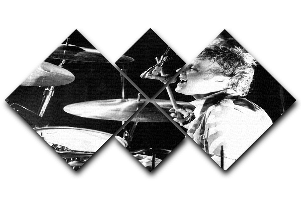 Queen Drummer Roger Taylor on stage 4 Square Multi Panel Canvas  - Canvas Art Rocks - 1